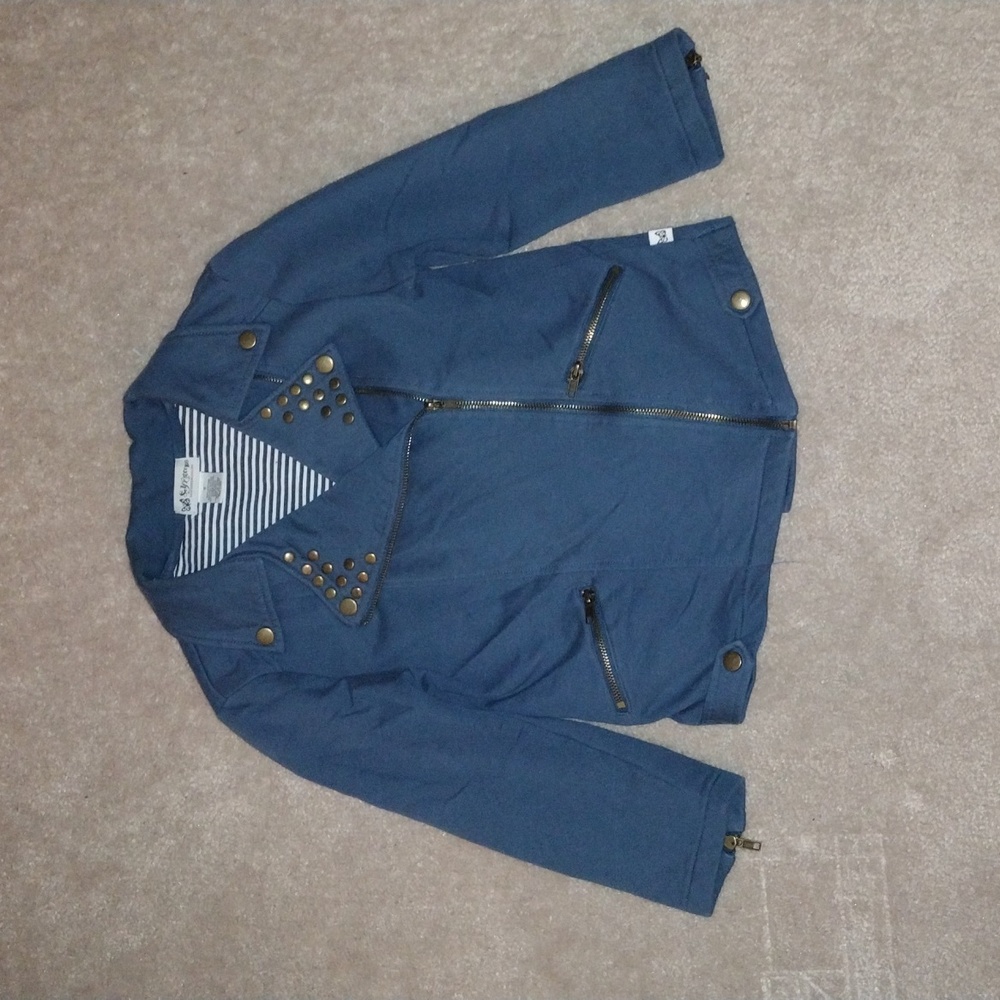 Self Esteem Fleece Motorcycle Style Jacket Size S Junior Blue